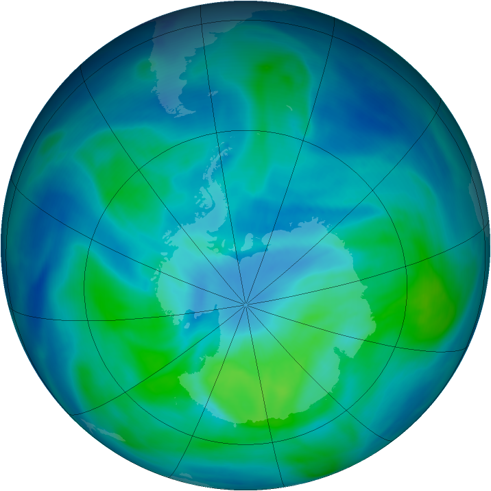 Antarctic ozone map for 10 March 2006